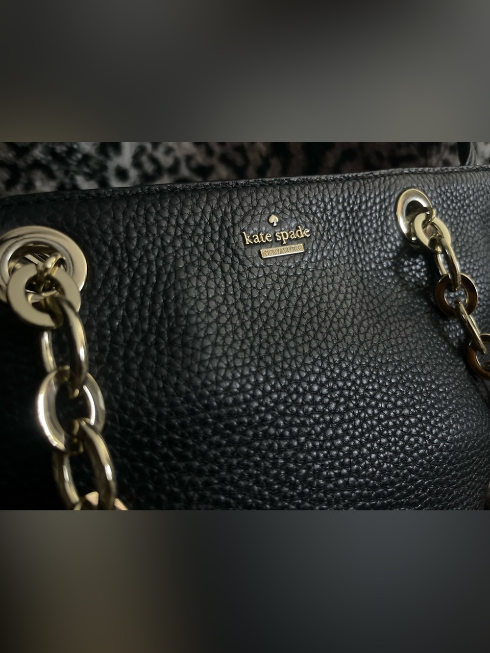 kate spade Black Pebbled Leather Shoulder Bag with Gold Hardware